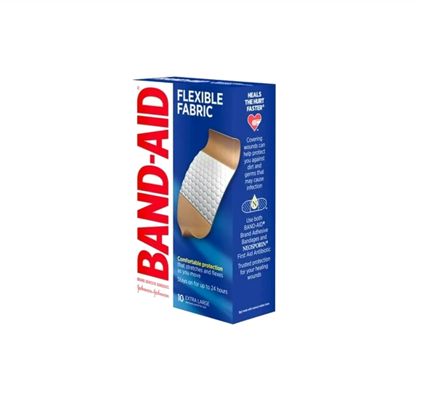 BAND AIDS FLEX FABRIC 10 CT LG