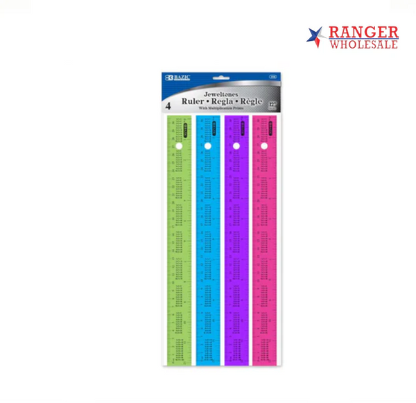 BAZIC RULER JEWEL TONES 4PACK