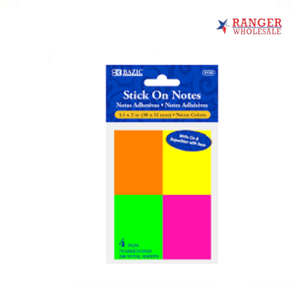 BAZIC STICK ON NOTES 4 CT