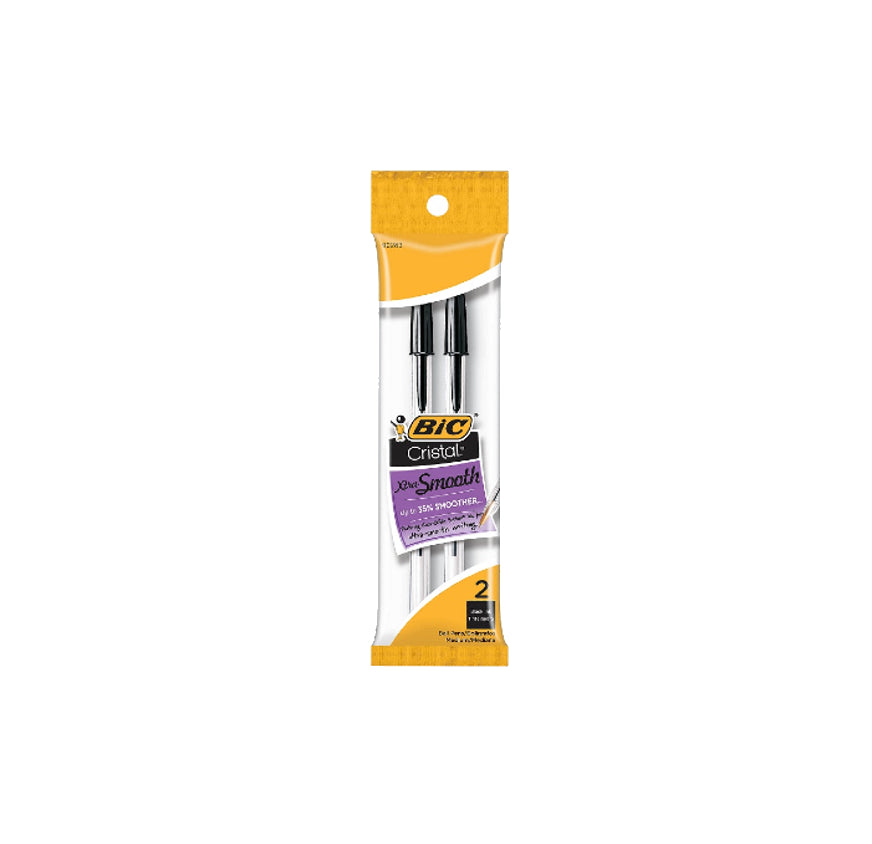 BIC CRYSTAL-BLK PEN 2CT