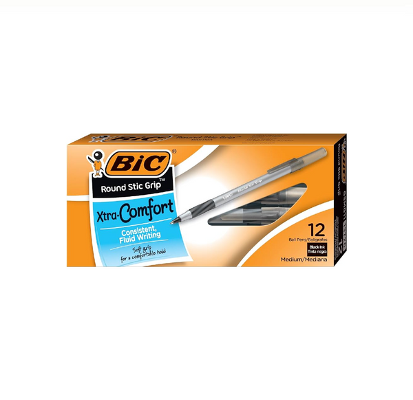 BIC ROUND STIC GRIP PEN 12CT