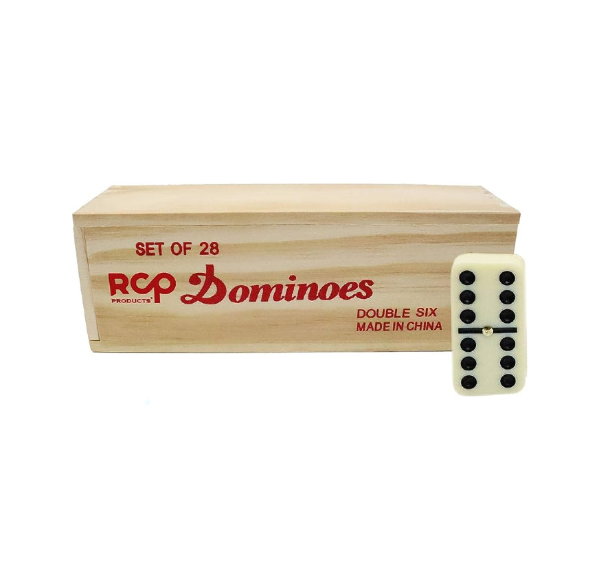 DOMINOES DBL SIX LRG WOOD 28CT