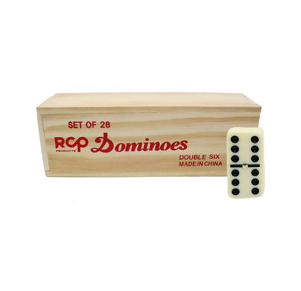 DOMINOES DBL SIX LRG WOOD 28CT