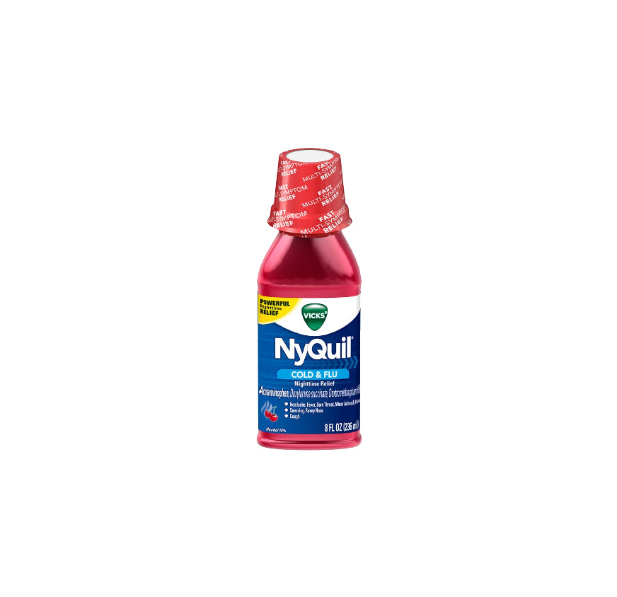 NYQUIL BOTTLE 8oz-RED cold & f