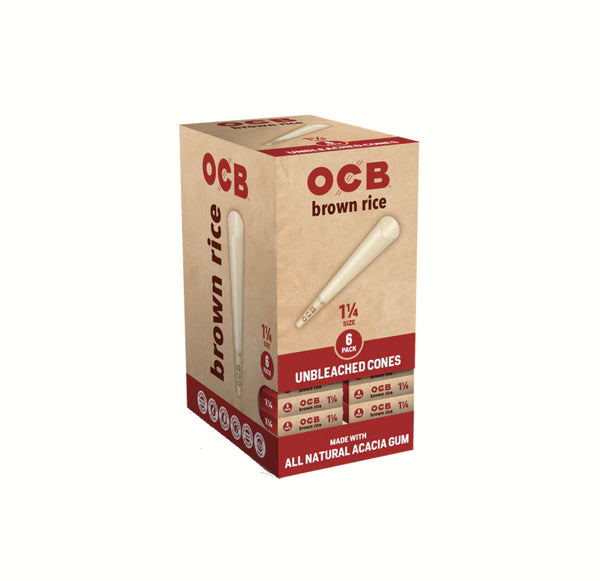 OCB BROWN RICE CONE 1 1/4 6PK