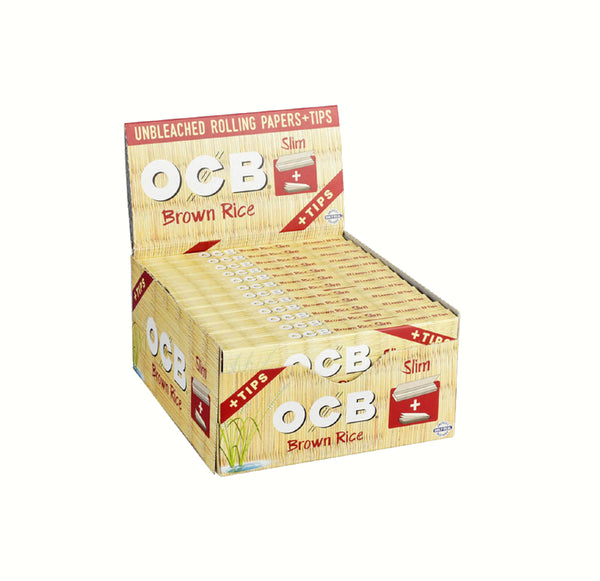 OCB RICE SLIM PAPER W/TIPS24CT