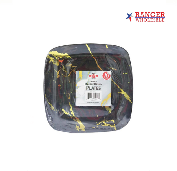 PLATE MARBLE 10" 10CT SQUARE