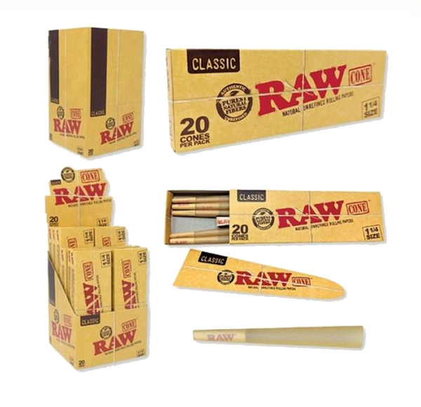 RAW PREROLL CONE 1-1/4 20/12CT