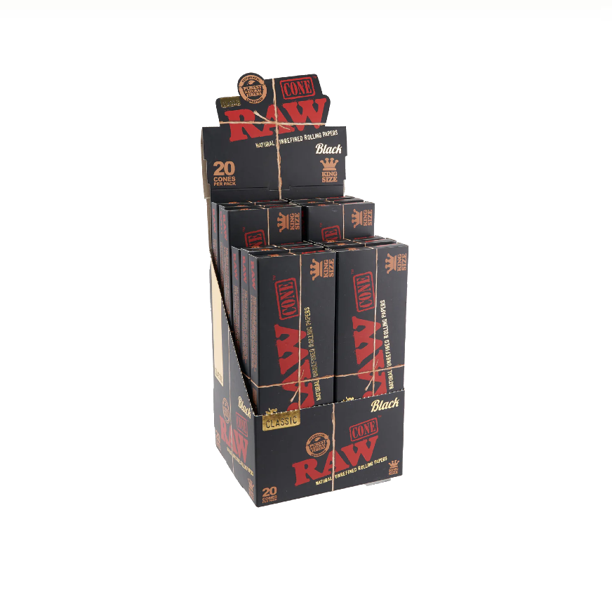 RAW CONE BLK 12CT 20PK KING