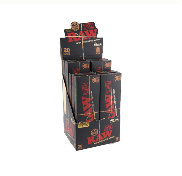 RAW CONE BLK 12CT 20PK KING