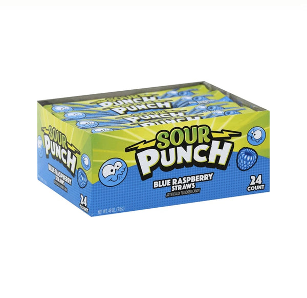 SOUR PUNCH BLUE RAS STRAW 24CT