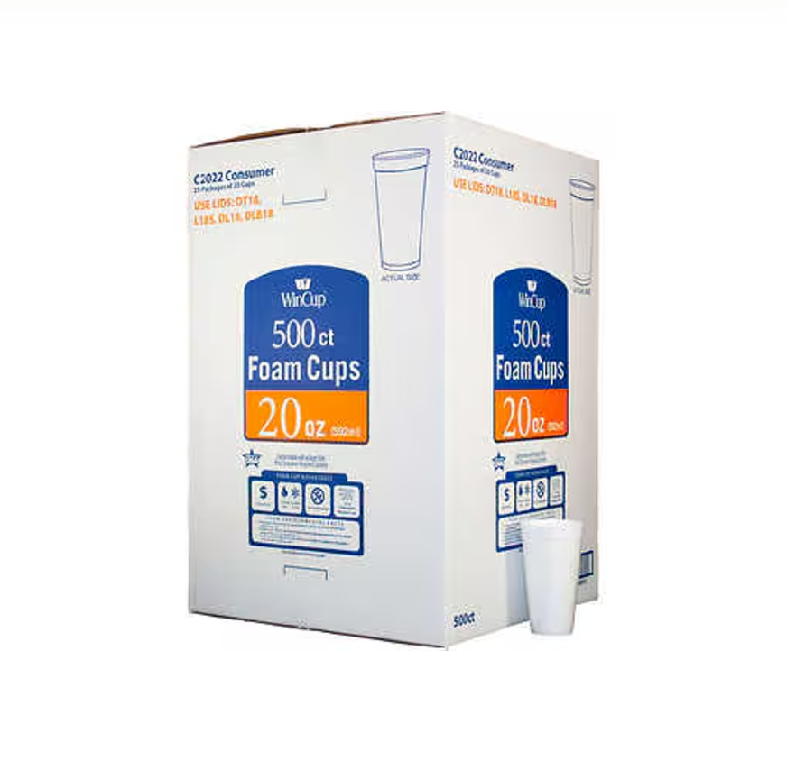 WINCUP WHITE CUP 20oz 500CT