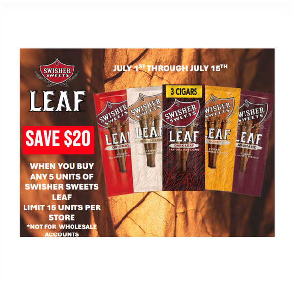 SWISHER LEAF BUY 5 SAVE $20.00
